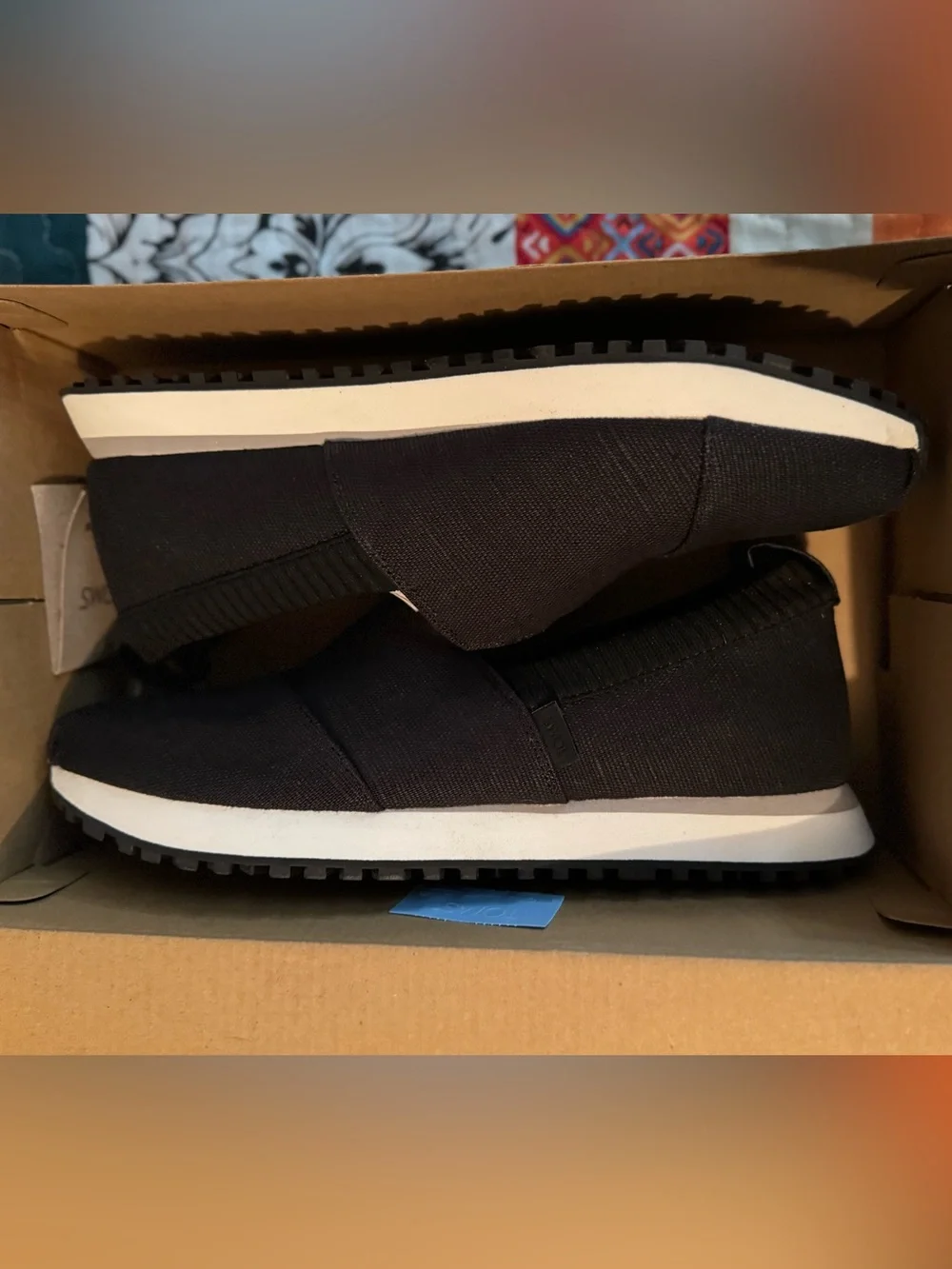 Toms Black Slip-On Loafers with White Sole